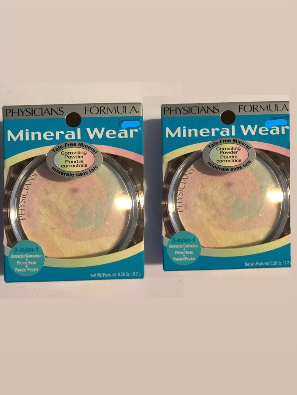 2 Physicians formula Mineral Wear Talc free core ting  powder naturally beige